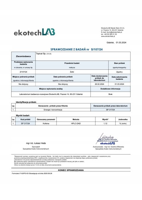 Żelki Topical COLA Energia i Koncentracja KOFEINA + SYNEFRYNA Żelki Topical COLA Energia i Koncentracja KOFEINA + SYNEFRYNA
