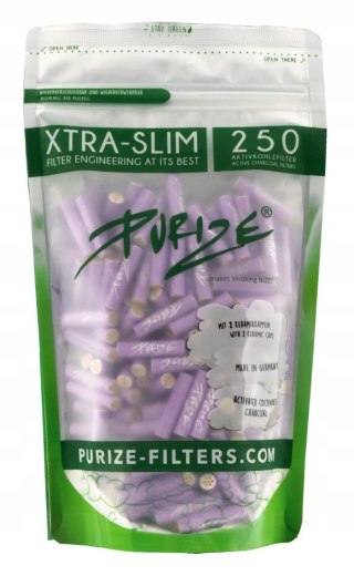 PURIZE Xtra Slim Aktywne Filtry węglowe Filterki z węglem aktywnym 250 szt.