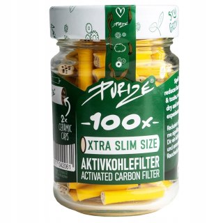 PURIZE Xtra Slim|Aktywne Filtry węglowe|Filterki z węglem aktywnym 100 szt.