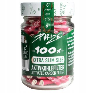 PURIZE Xtra Slim|Aktywne Filtry węglowe|Filterki z węglem aktywnym 100 szt.