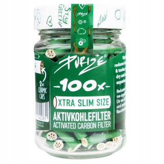 PURIZE Xtra Slim|Aktywne Filtry węglowe|Filterki z węglem aktywnym 100 szt.