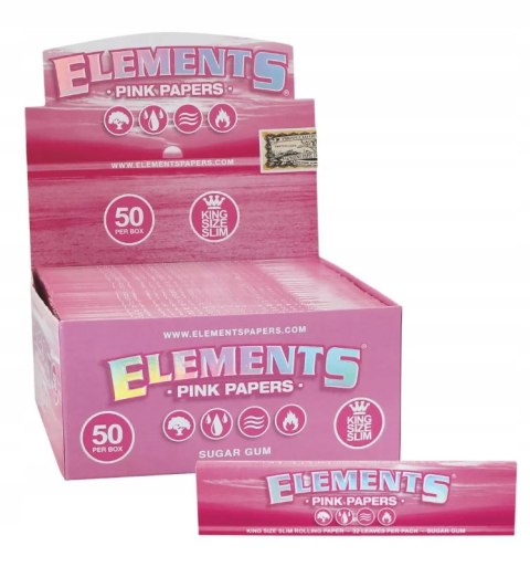 Bletki ECO-FRIENDLY Elements PINK Bibułki King Size SLIM 32 szt. Bletki ECO-FRIENDLY Elements PINK Bibułki King Size SLIM 32 szt.